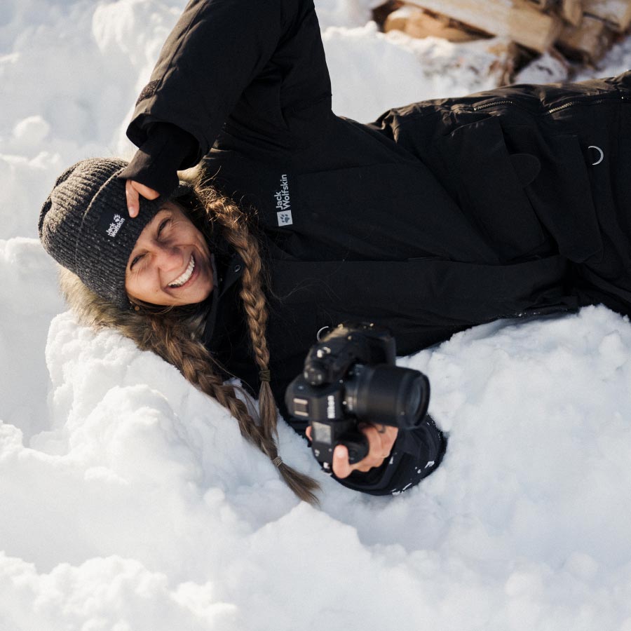 Anna with camera in snow