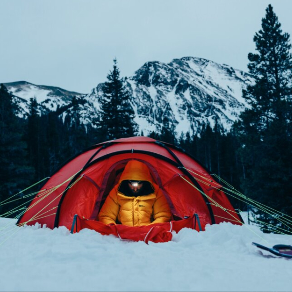 Tent on a snowy mountain